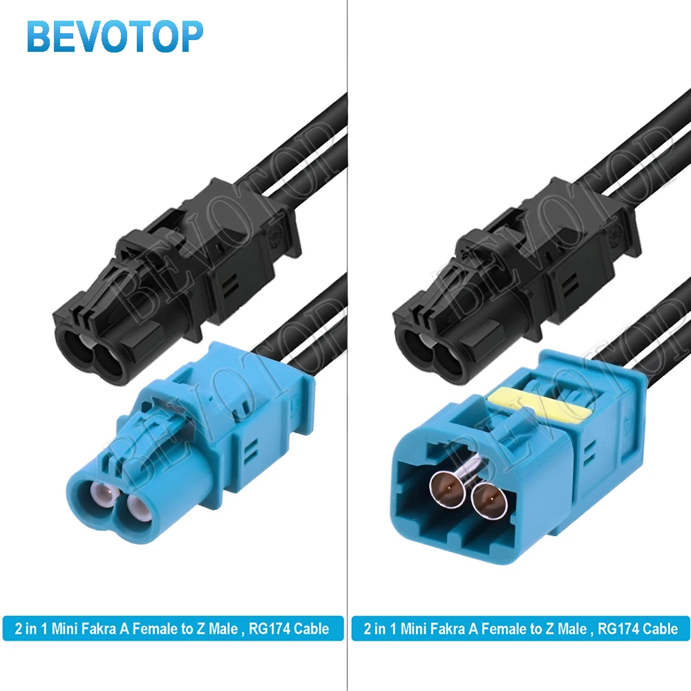 1PCS BEVOTOP RSBG Type 2 in 1 Dual Core Mini Fakra A Female to Z Male/Female Connector RG174 Cable Wire Harness