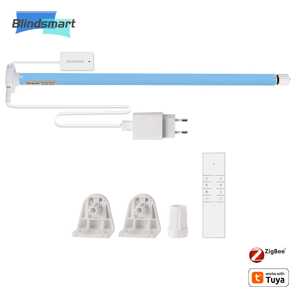 Blindsmart Zigbee Plug-In Roller Blind Motor work with Tuya Compaticable with 17mm/25mm/28mm Tubes Voice App Control