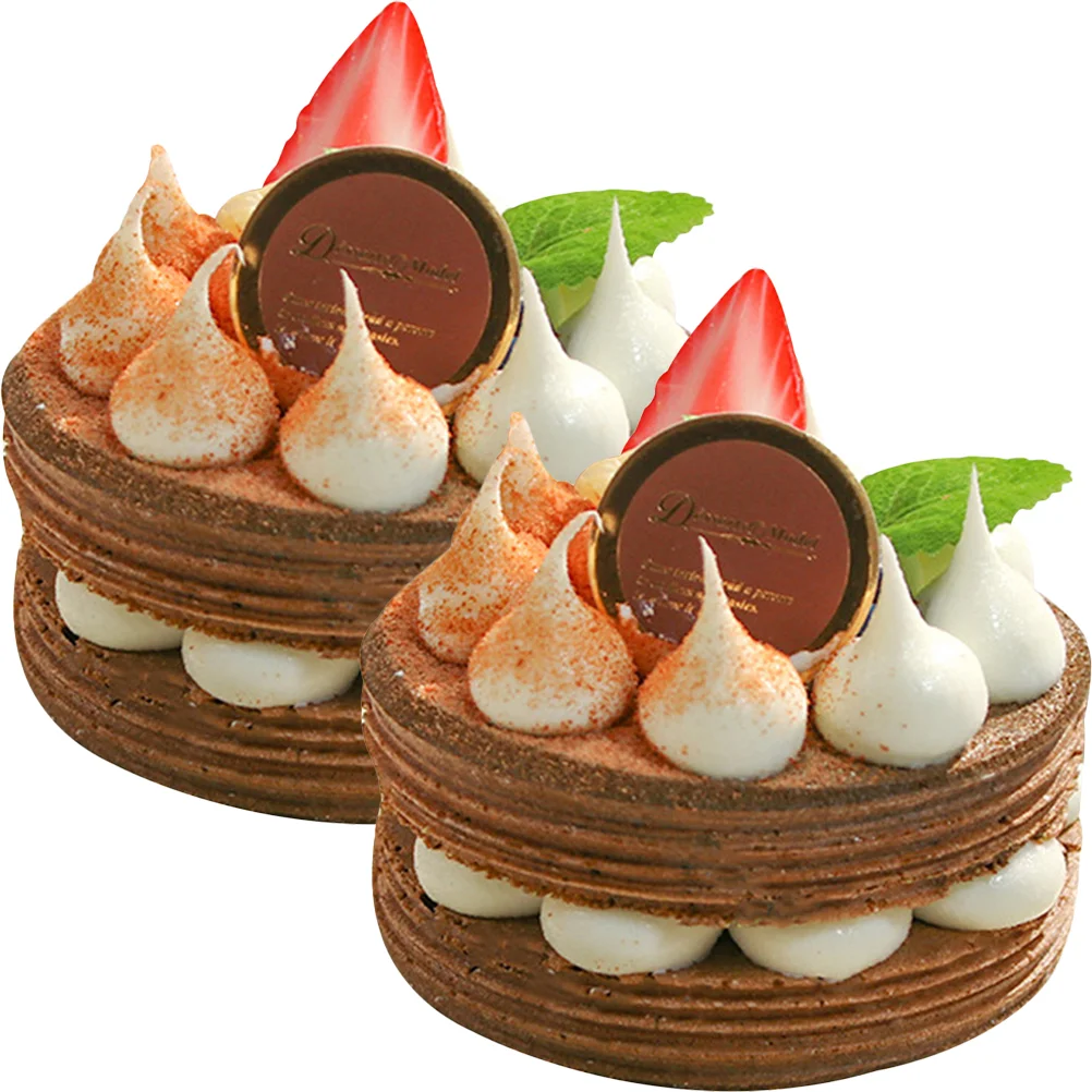 2 Pcs Simulation Cake Cakes Artificial Dessert Decoration False Props Pu Ornament Child Mini