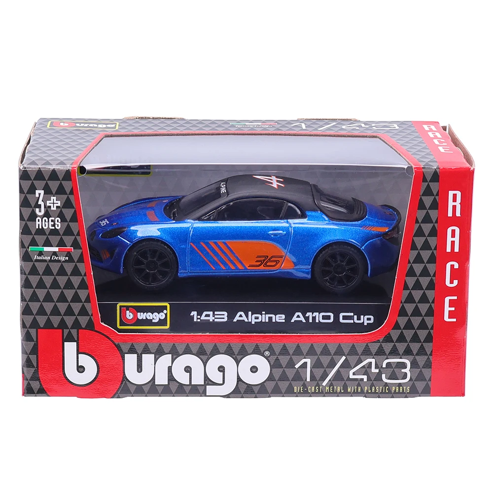 Bburago 1:43 ALPINE A110 CUP Alloy Luxury Vehicle Diecast Pull Back Cars Model Toy Collection Gift