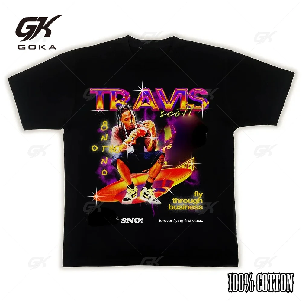 Vintage Travis Rap Scotts Shirt Merch Pure Cotton T-shirt Clothing Humor Tee Summer Men Women Short Sleeve Casual Streetwear Top