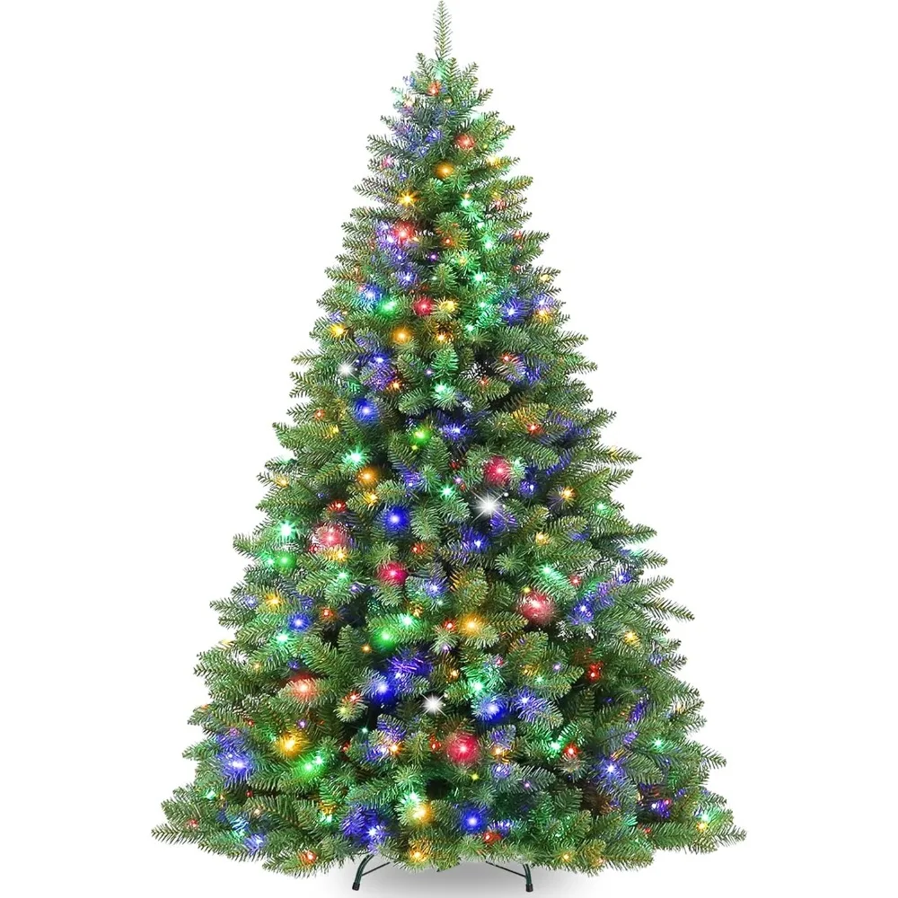 

9ft Pre-Lit Christmas Tree, with 600 Multi-Color LED Lights, with 2100 PVC Branch Tips ,10 Color Modes,Artificial Christmas Tree