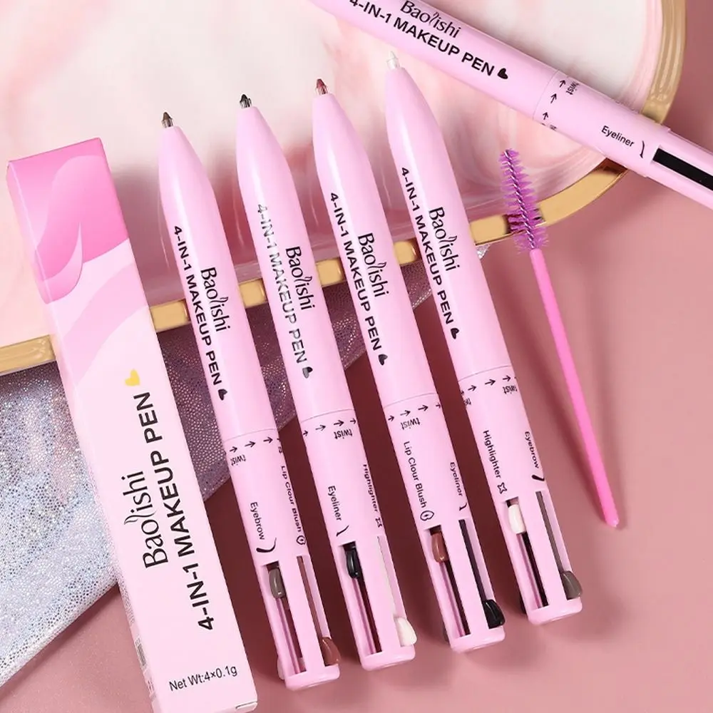 Portable 4 in 1 Multi-function Makeup Pen Smooth Waterproof Multi-function Makeup Set Long Lasting Lip Liner Cat Makeup