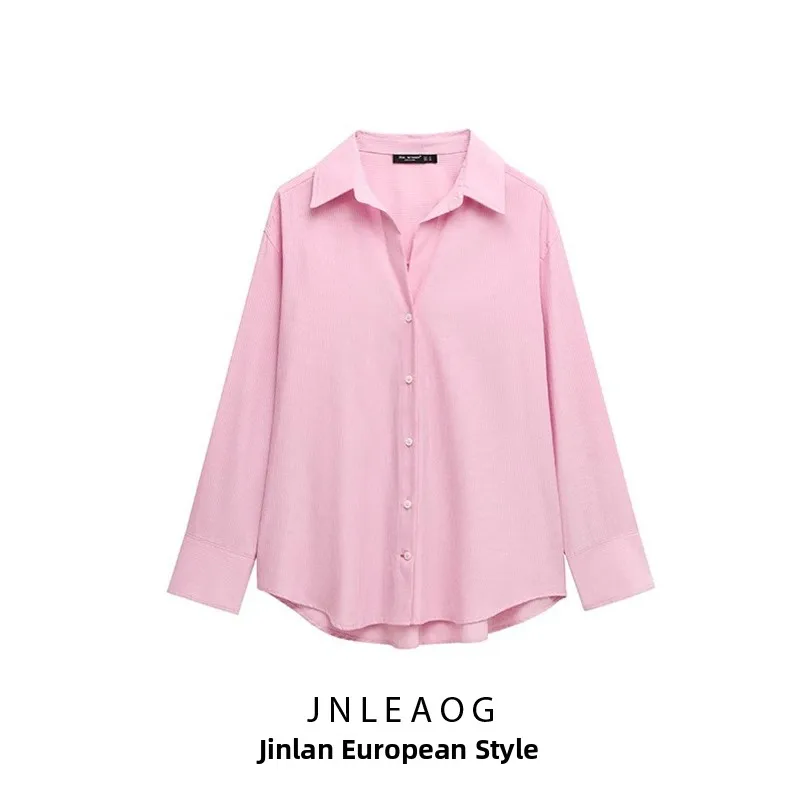 

Simple Ox Long Sve irt JNLEAOG Women's Faion Striped Button up Loose Fit Polyester Regular Thin Non Deformable