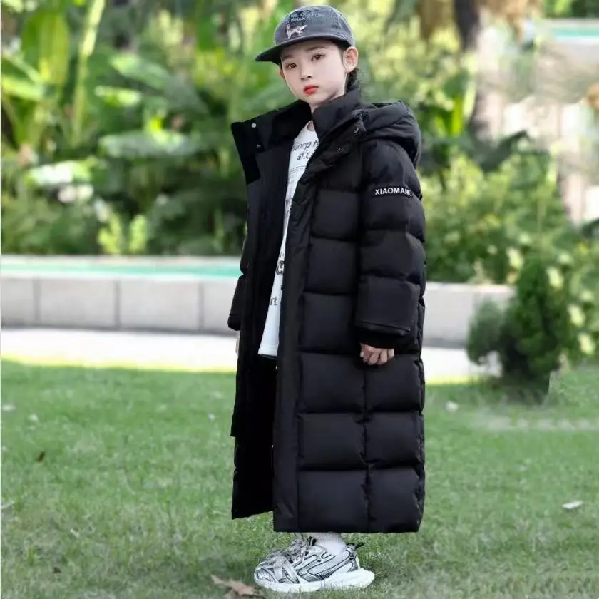 

120-170CM 2025 New Korean Girls Hooded Down Jacket Winter Thick Warm Outerwear Kids Parka Snowsuit Teenage 5-14 Years