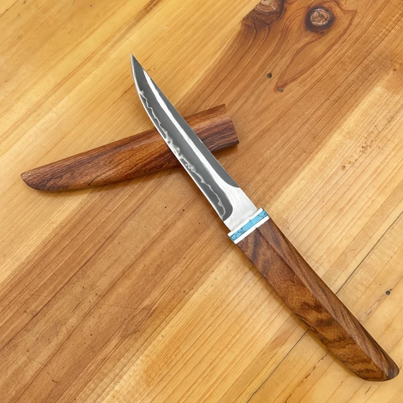 Three-layer steel meat eating knife, knife for wilderness survival, emergency knife, self-defense knife household fruit knife