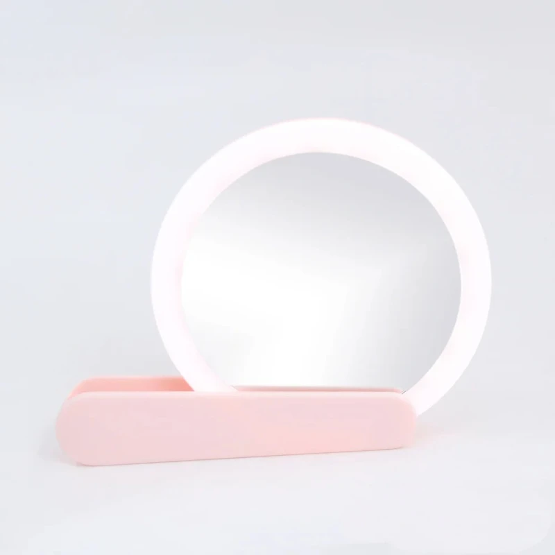 Hot selling makeup mirror handle makeup mirror LED makeup mirror USB with light small mirror portable touch up portable mirror
