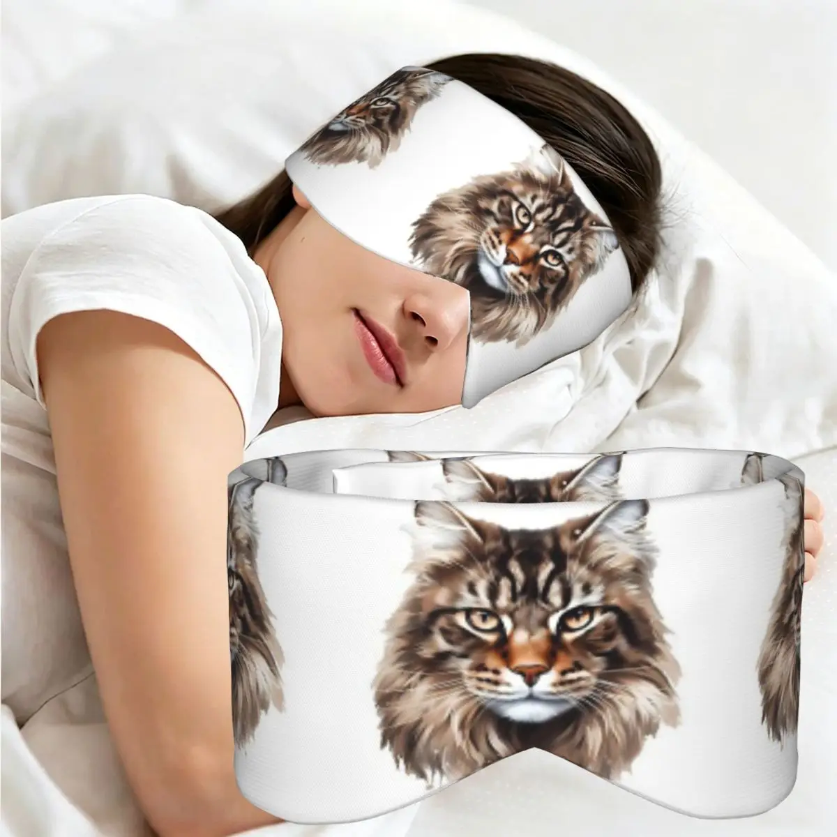 Maine Coon Cat sleep eye mask Light Blocking Portable Eye Cover for Girls Boys Home Sleeping Party Gift Eyeshade eyepatch view 2
