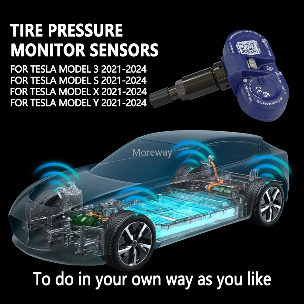 

Wireless TPMS 4 Built in Sensors Tire Pressure Monitoring System for Tesla Model 3 S X Y 2021 2024 Interior Tuning