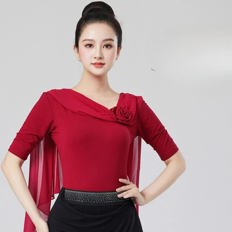 Latin Dance Top Comfortable and Versatile Figure-flattering Latin Training Wear for Women Dance Model Runway Practice Attire