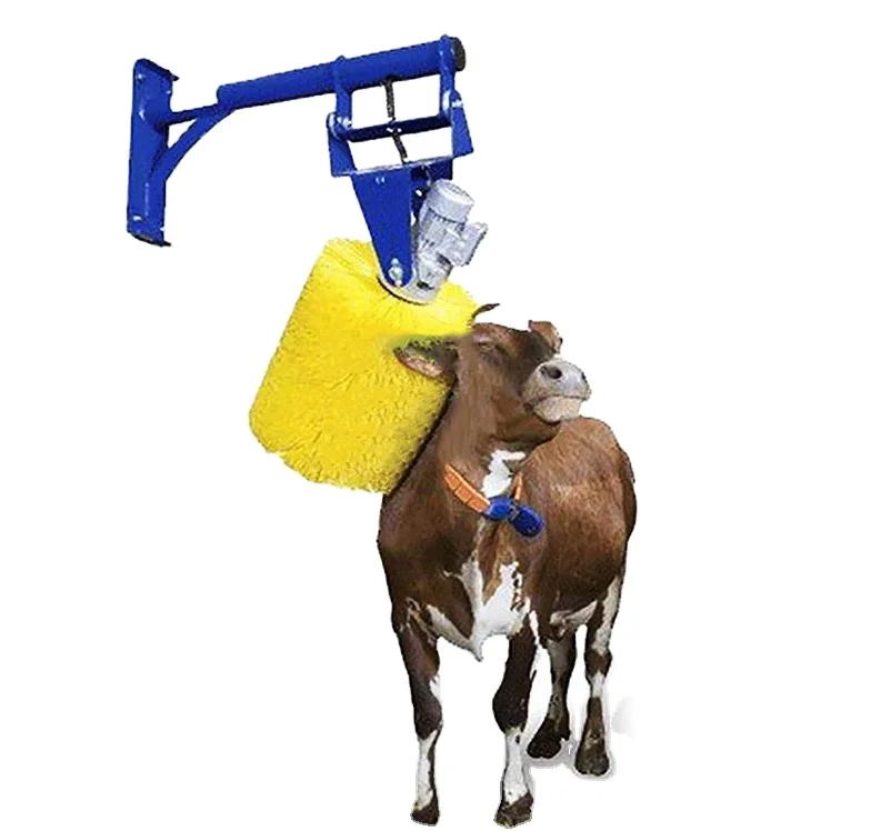 Factory Yellow Nylon Bristles Cow Massage Brush Vertical Automatic Rotating Induction Livestock Cleaning Cow Brush