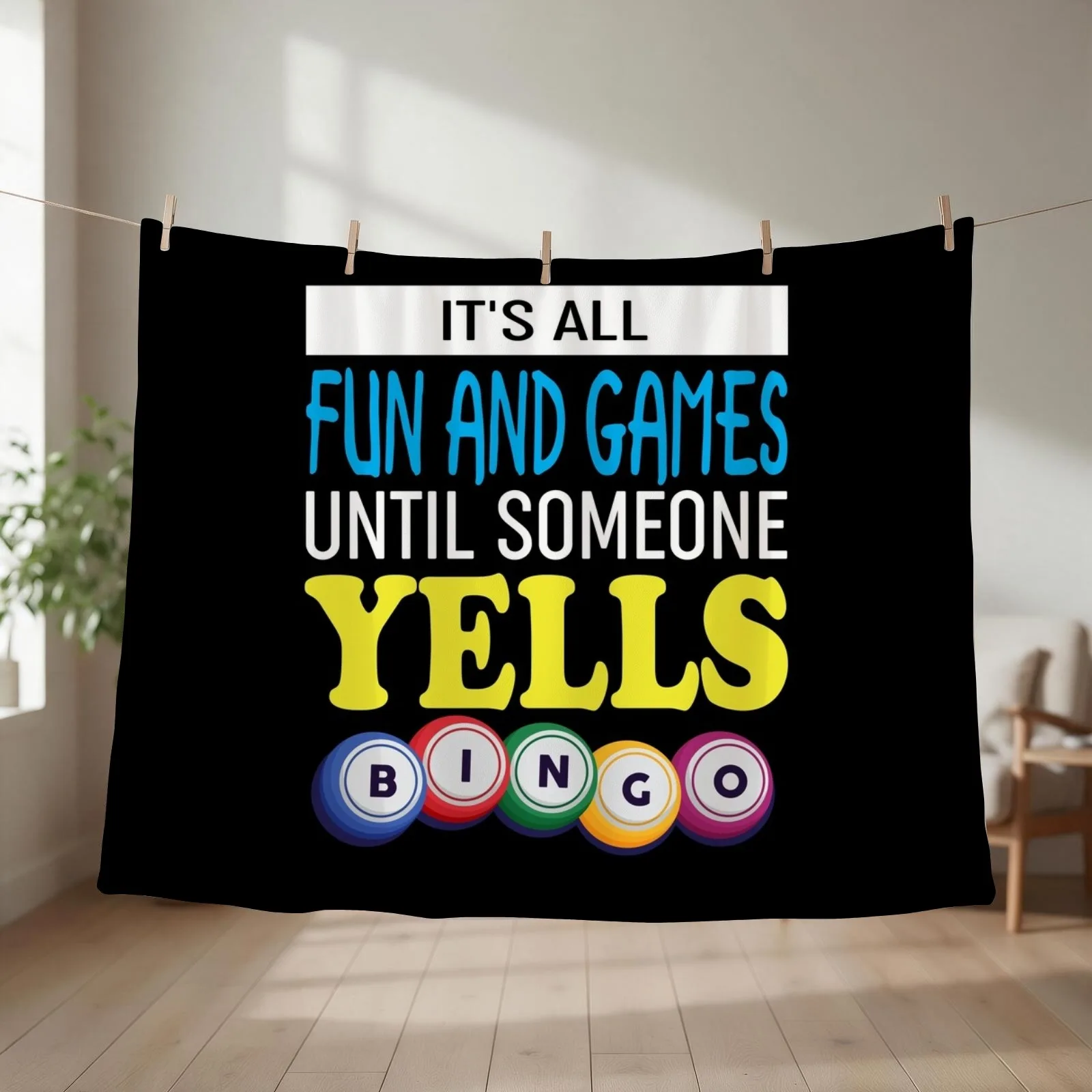 Funny Bingo Lover Throw Blanket couch cozy soft plush fuzzy picnic outdoor blanket