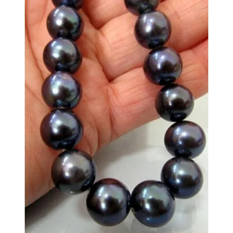 

10-11MM TAHITIAN Bla South Sea pearl nelace 20 inches 14KGP closure