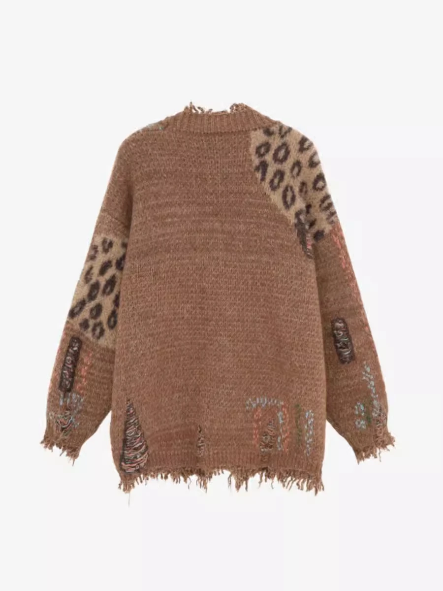 불규칙한 스플라이싱 프레이드 니트 오픈 가디건 여성용 봄 신상 유니크하고 매우 아름다운 스웨터 코트 트렌디한 브이넥 롱 스웨터