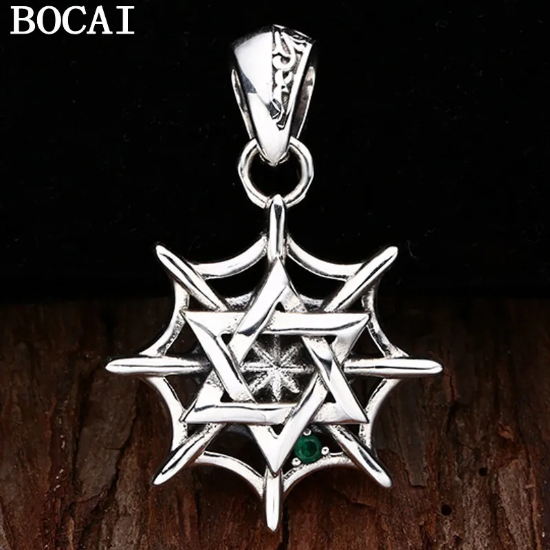 

BOCAI NEW 925 Sterling Silver Retro Personalized Versatile Hexagram Pendant Gift for Men and Women