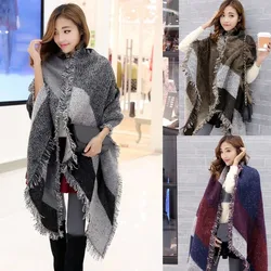 2023 Fashion Winter Women Scarf Thin Shawls Wraps Lady Plaid Female Hijab Stoles Long Cashmere Pashmina Foulard Head Scarves