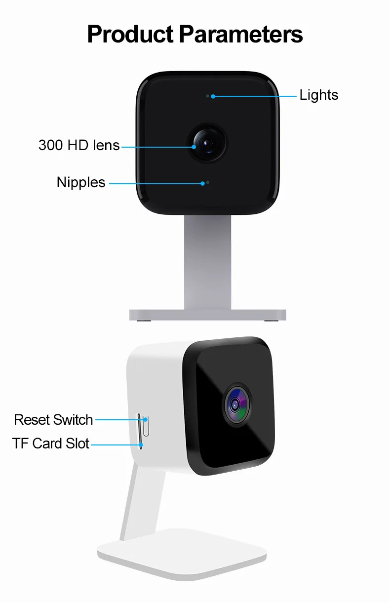 3MP 1296P Tuya APP IR Night Vision Motion Detection WIFI IP Camera AI Humanoid Home Security CCTV Intercom Baby Monitor