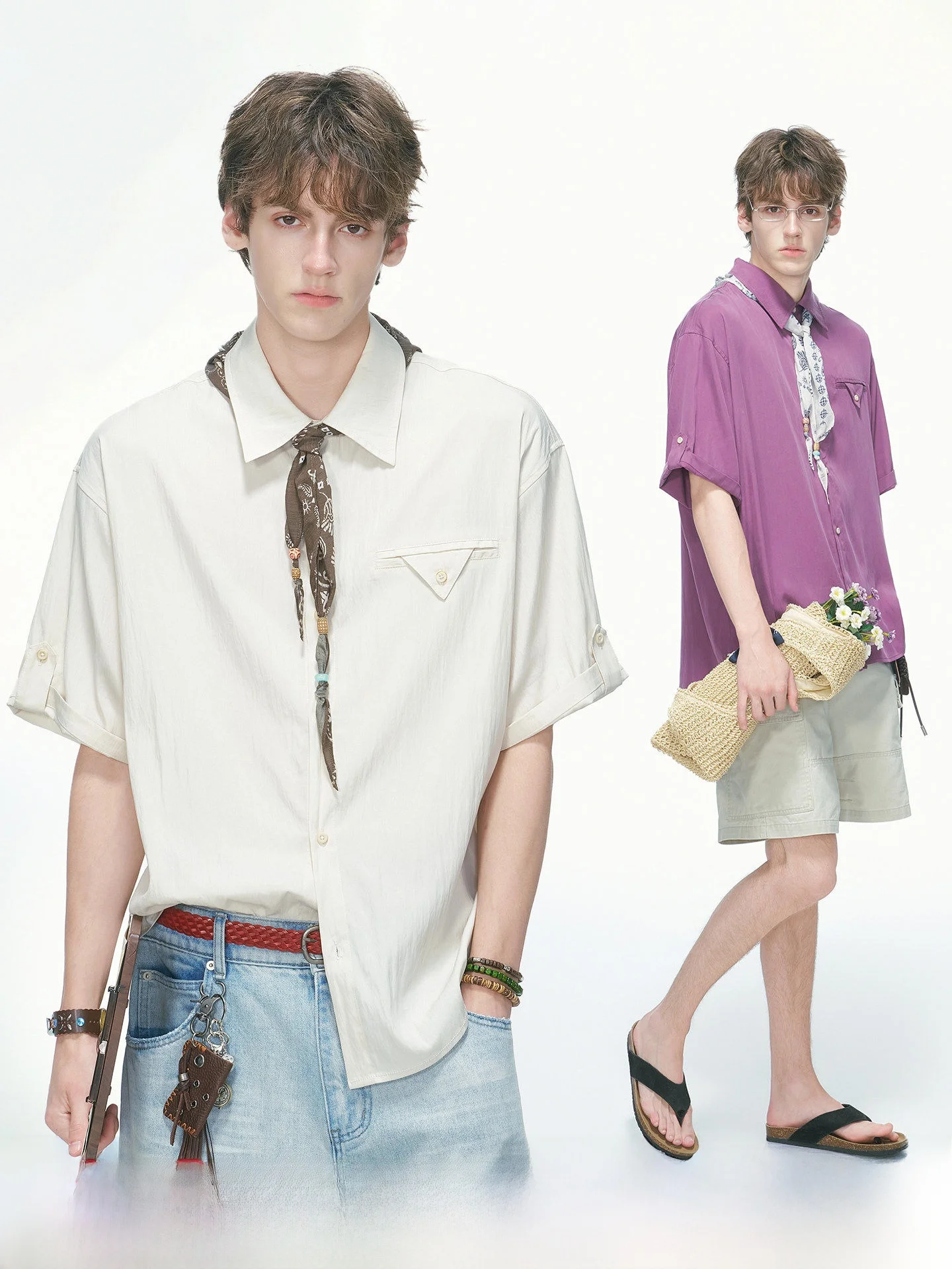 Dream Made Men's Summer Thin Breathable Silk Short Sleeve Shirt Casual Commute Style Loose Fit Youthful Popular Lycocell Fabric
