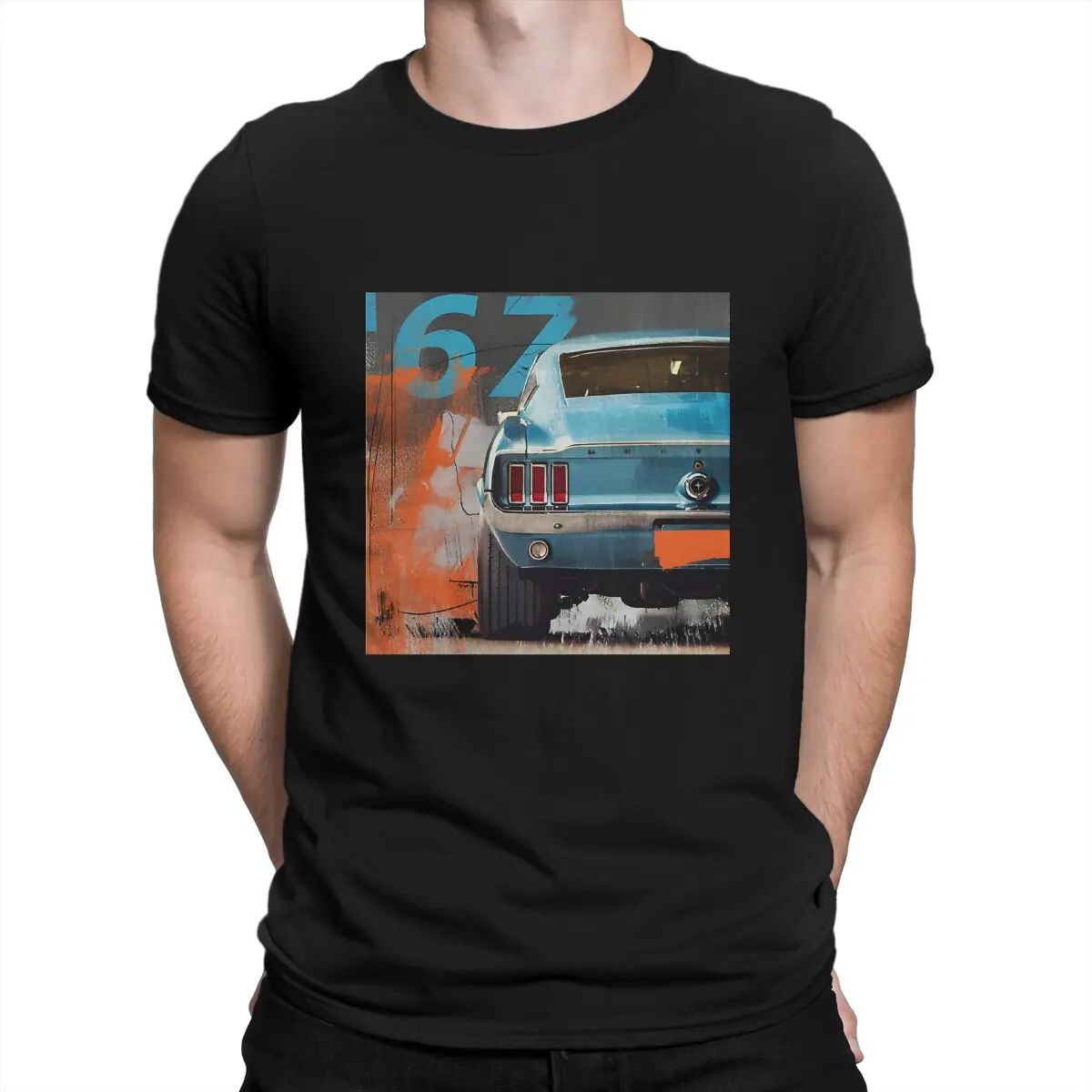 Ford Mustang Men T Shirt Bullitt Vintage Tee Shirt Short Sleeve O Neck T-Shirts Pure Cotton 4XL 5XL Clothing