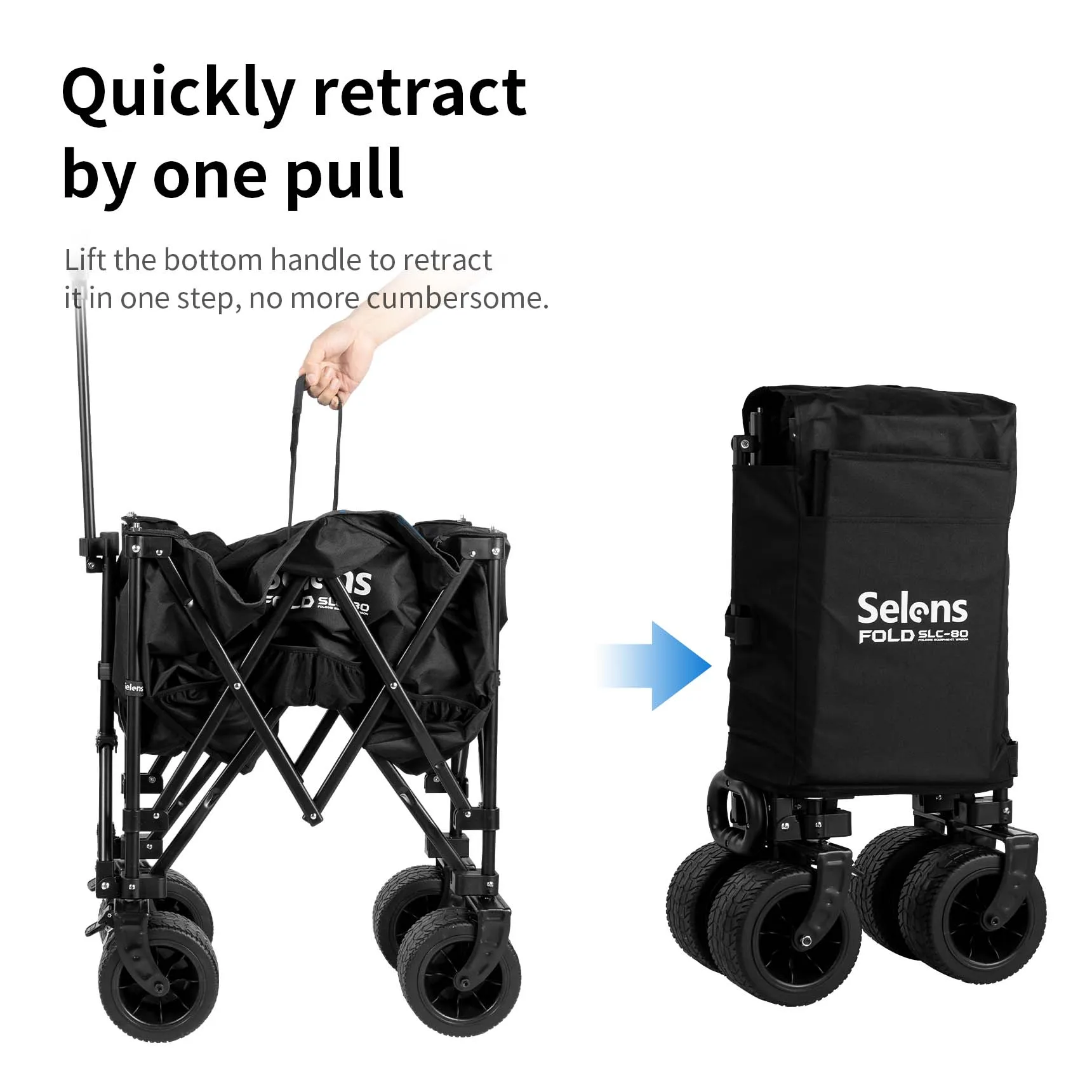 Selens Folding Outdoor Cart Beach Wagon with Big 360 Universal Wheels Storage bags for Photography Camping and Picnic