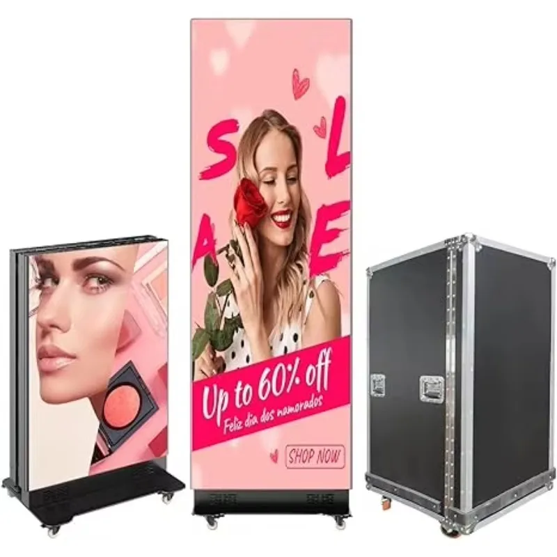 

80Inch LED Foldable Digital Media with Flight case P1.86 GOB Poster LED Display Advertising Player for Rental Business