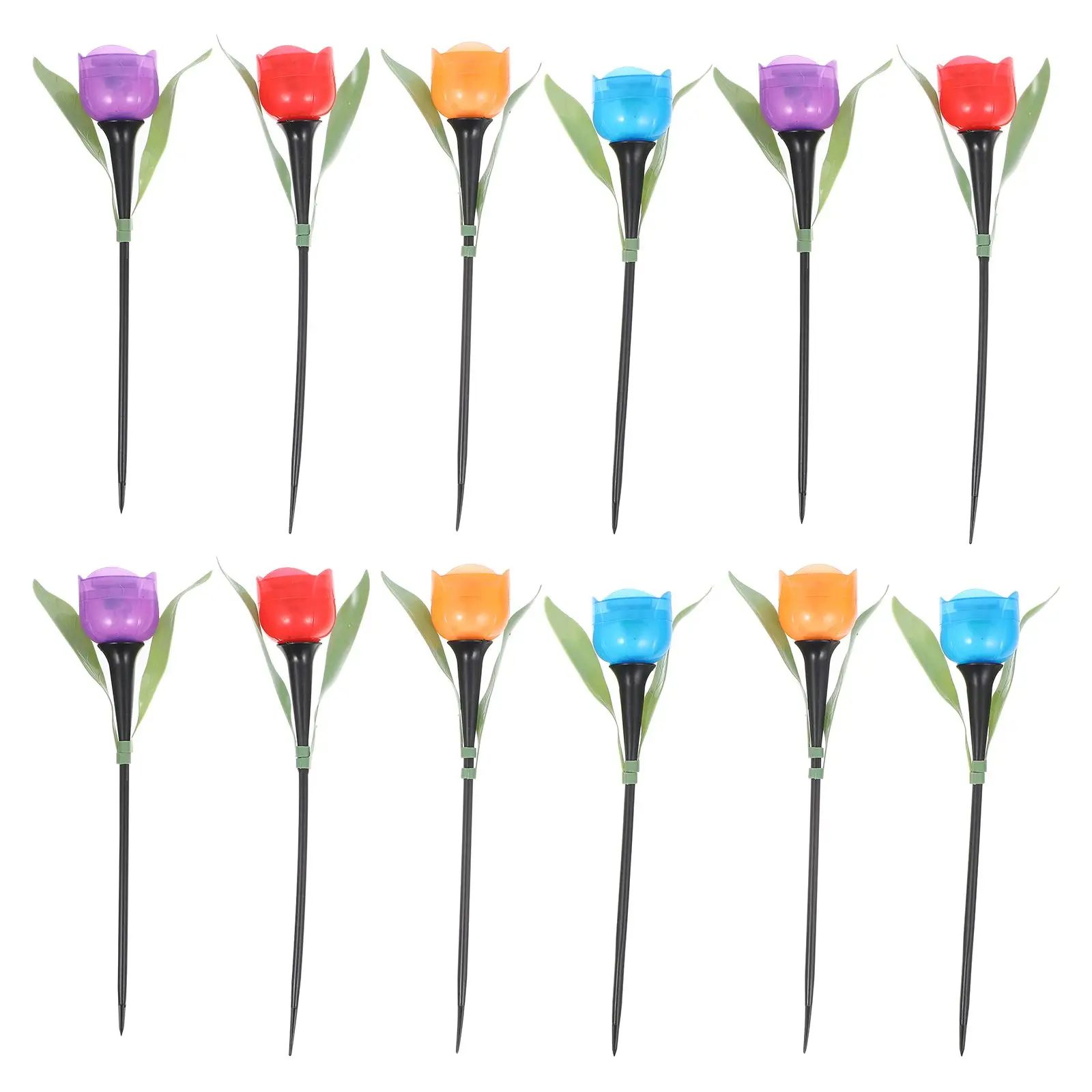 12 Pcs Lawn Light Durable Tulip Garden Path Lights Outdoor Solar Flower Path Light Decorative Saving