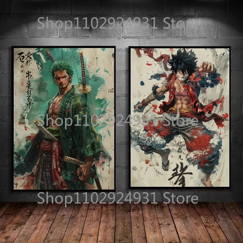 

Famous Anime Pirate Poster Character Wang Luffy Zoro Robin Poster Art Picture Print High Quality Canvas Painting Room Decoration