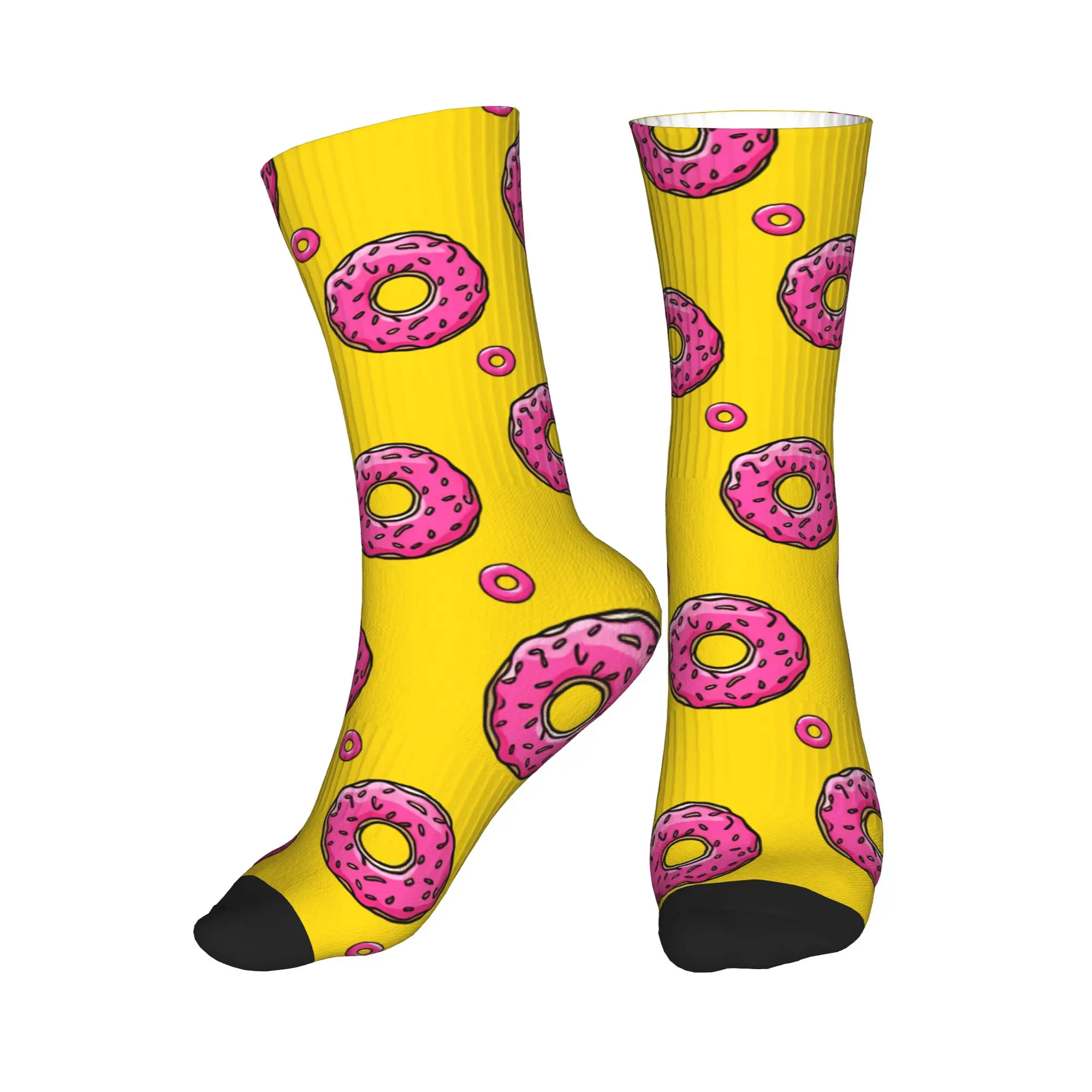 

Homer S-Simpsons Donut Pattern Socks Korean Stockings Men's Soft Breathable Outdoor Sports Socks Spring Custom Anti Sweat Socks