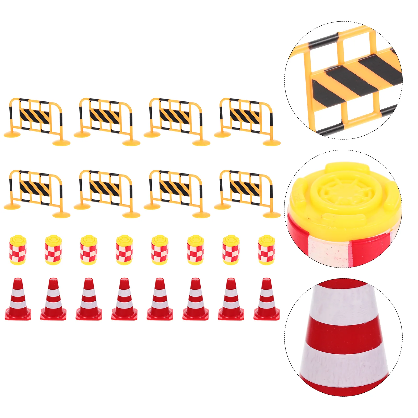 

24 Pcs Barricade Props Miniature Traffic Signs Creative Roadway Street Kids Toys Early Education Abs