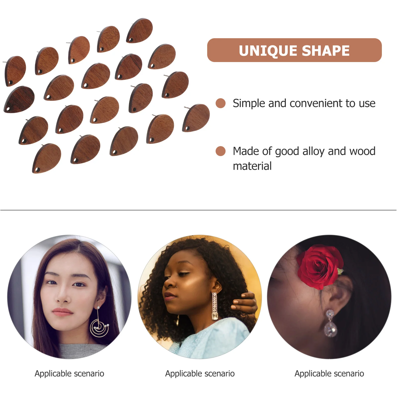 

20pcs Wood Stud Posts Wooden Pins For Diy Making Repairing Simple Studs Wood Earring Post Diy Jewelry Accessories Earring Stud