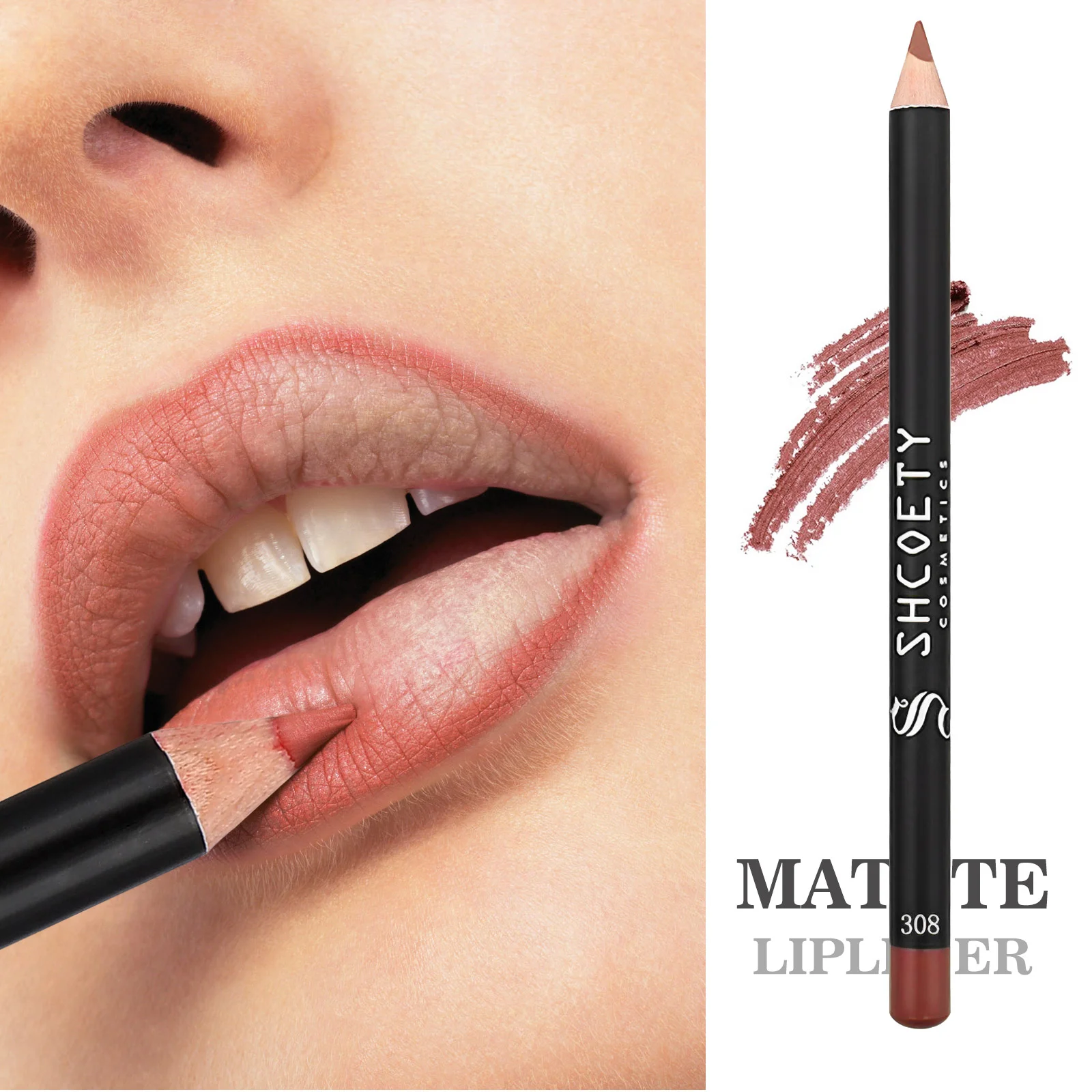 Lápices labiales, lápiz delineador de ojos marrón, lápices de maquillaje impermeables, suministros mate duraderos para dar forma