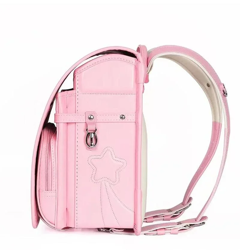 School Bags for Girls Cute Pink Backpacks Leather Orthopedic Schoolbag Kids Bags Waterproof Japanese School Bag