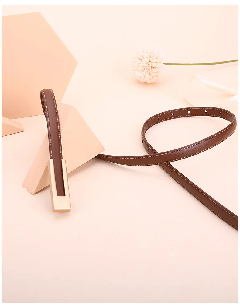 Damen Mode-Gürtel aus Rindsleder; Dünner Taillengürtel; Vielseitige Dekoration; Schlankmachender Accessoire für Kleider; Anzug-Accessoire; Gürtel für Frauen – Detail 16