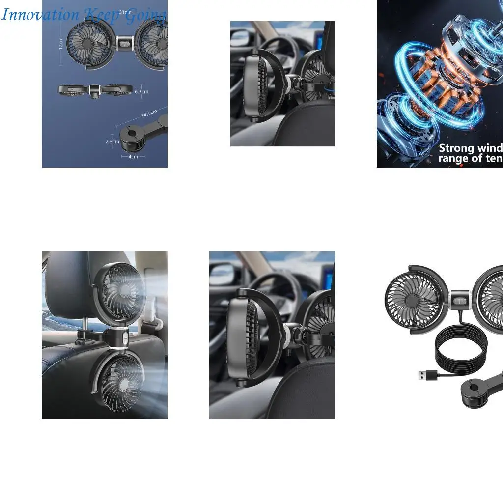 

E65C 1SET CAR Two Head USB -вентилятор для заднего сиденья с регулируемым углом и три скорости для грузовиков внедорожник