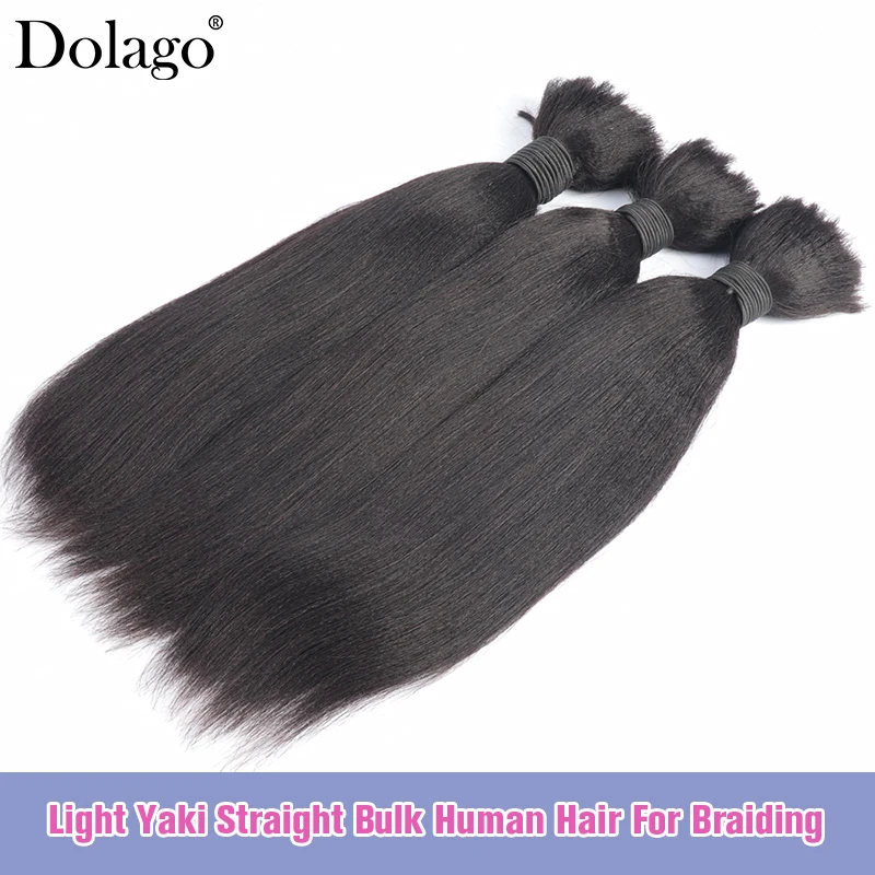 Bulk Human Hair For Braiding Human Hair Bulk For Braids No Weft Light Yaki Straight Hair Bundles Braid Hair Extentions For Women