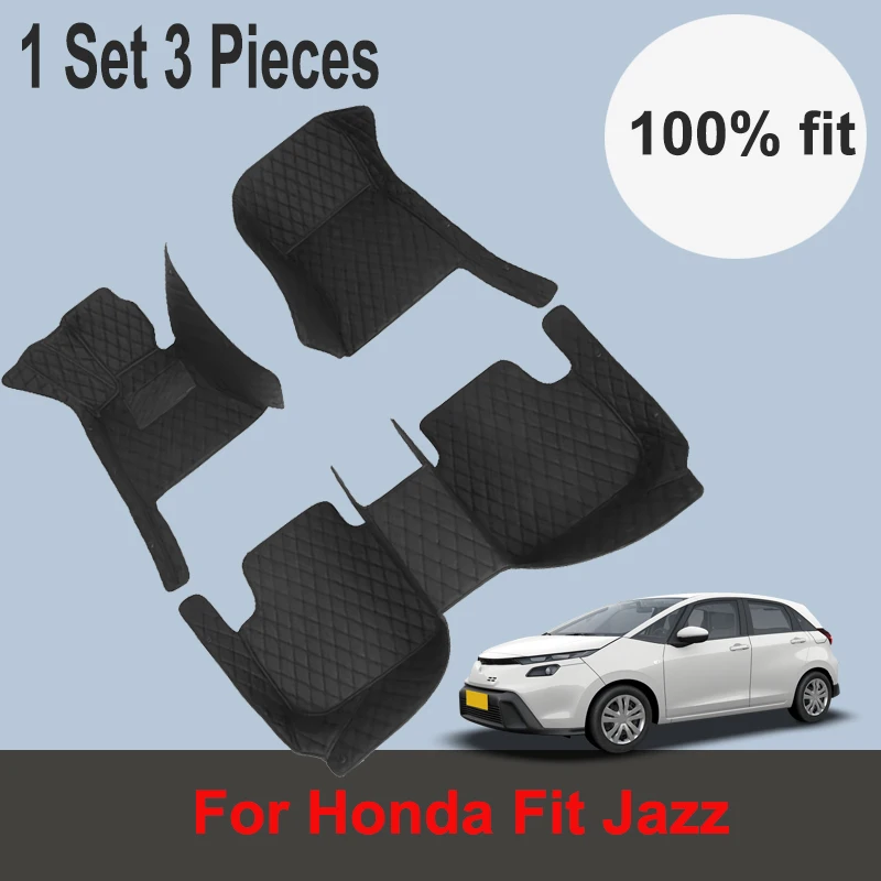 Car Floor Mats For Honda Fit Jazz 2007 2006 2005 2004 Auto Interior Styling Protect Waterproof Leather Rugs Decoration