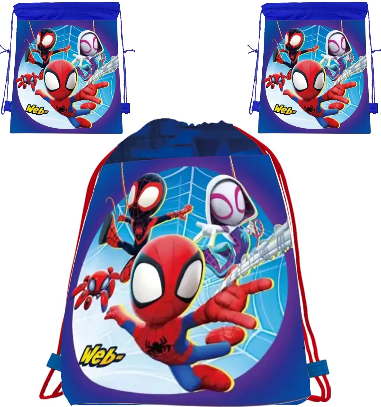 1/5pcs Spidey And His Amazing Friends Nonwoven Drawstring Bag Candy oodie Favor Bags for Kids Spidey Birthday Party Decorations