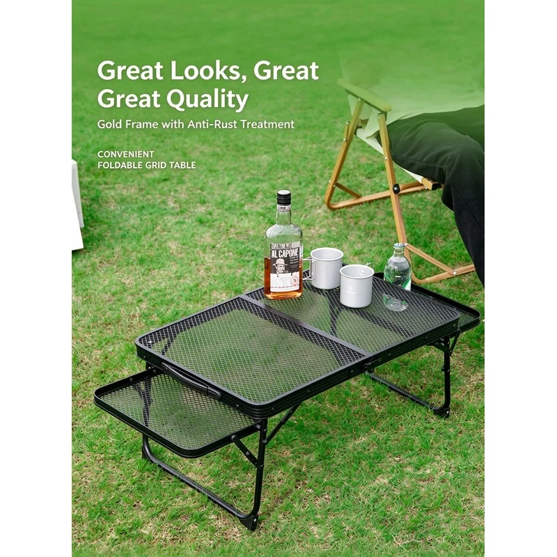 Portable Outdoor Camping Table, Multi-functional IGT Aluminum Alloy Folding Mesh for and Picnic