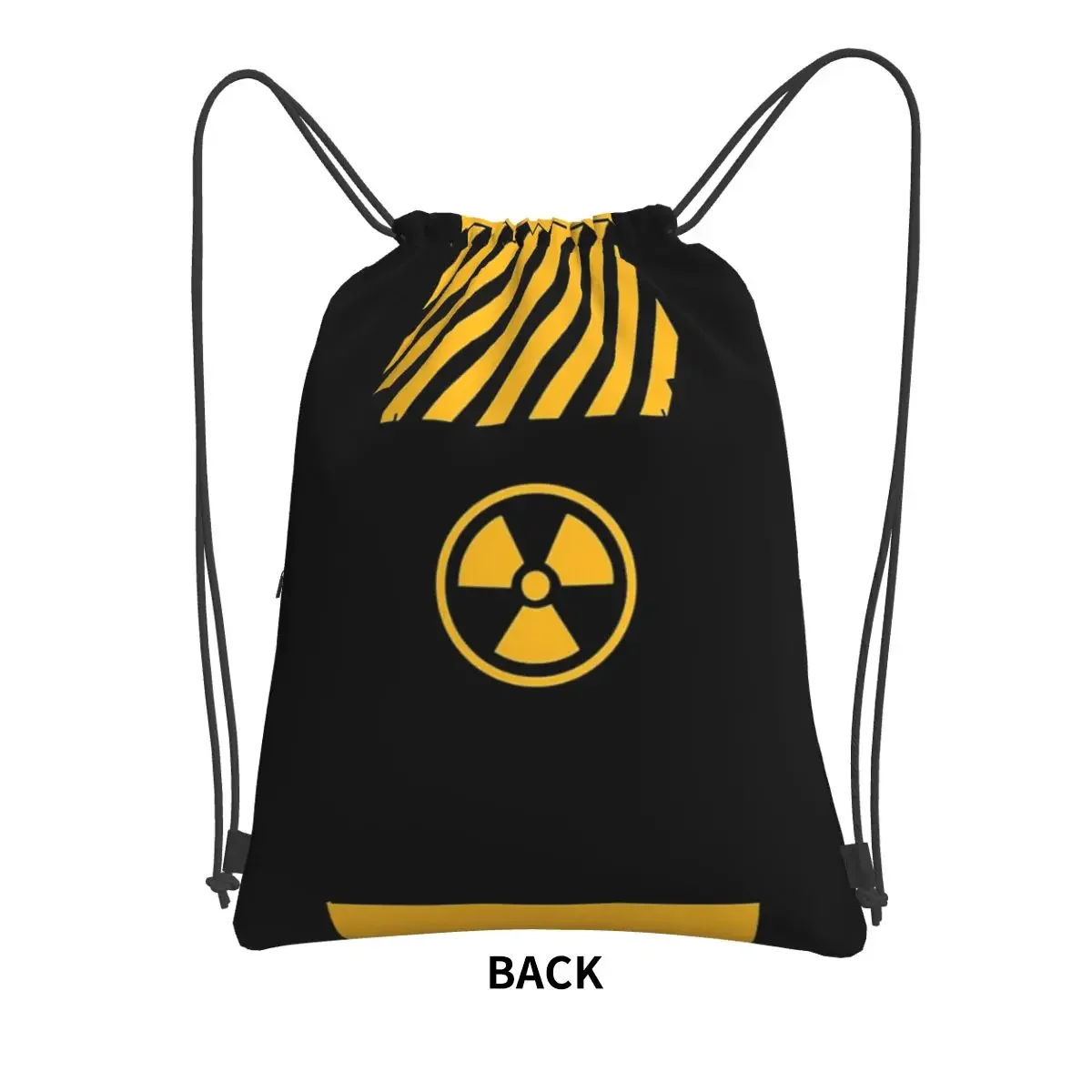 Yellow Radioactive Portable Backpacks Drawstring Bag Multi-function Drawstring Bundle Pocket Book Bags For School Students