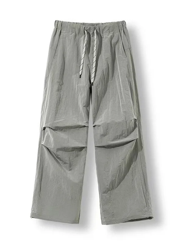 

Удобные брюки из технологичной ткани с эластичным поясом, быстросохнущие, повседневные, длинные, новые летние мужские модные свободные брюки прямого кроя