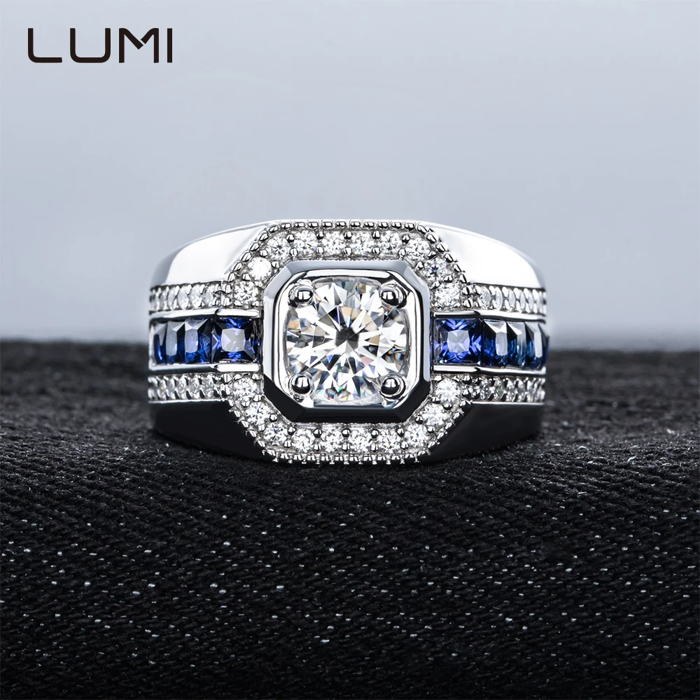 

Всего 5,8 карата, оригинальный муассанит и 2,5 мм, лабораторный сапфир, мужское серебряное кольцо S925 для повседневного ношения, юбилей, ювелирное изделие на день рождения, подарок