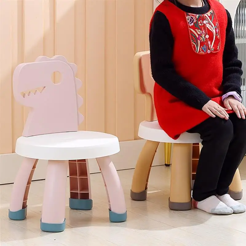 Silla trasera de dinosaurio de dibujos animados para niños, diseño ergonómico, piezas de rompecabezas encantadoras, taburete para el hogar, guardería, 1 Uds.