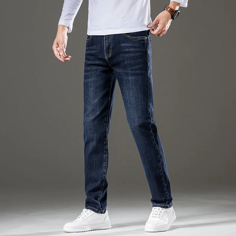 

Classic High Quality Men'S Thin Jeans 2022 Spring AutumnNew Elastic Loose Casual Pants Male Slim Fit Plus Size Denim Trousers