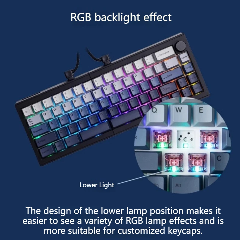 Split65 Split Wireless Mechanical Keyboard Customized Tri-Mode Full Key Hot Plug Macro Program Backlight Effect Gaming Keyboard