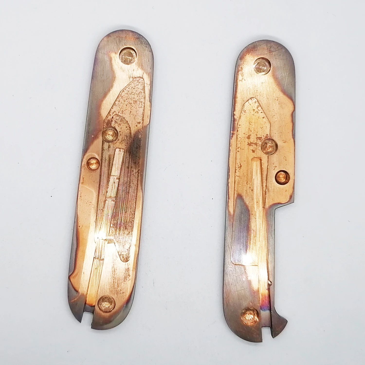 Hand Made Scales for 91mm SAK 1 Pair Copper Scale with Tweezers and Toothpick Slot for 91mm Victorinox Swiss Army Knife