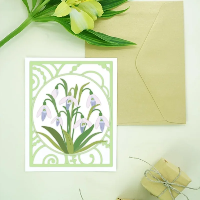 1 pc Snowdrop Flowers Cutting Dies for Card Making Metal Snowdrop Flowers Die Cuts Embossing Stencils Cutting Dies Template