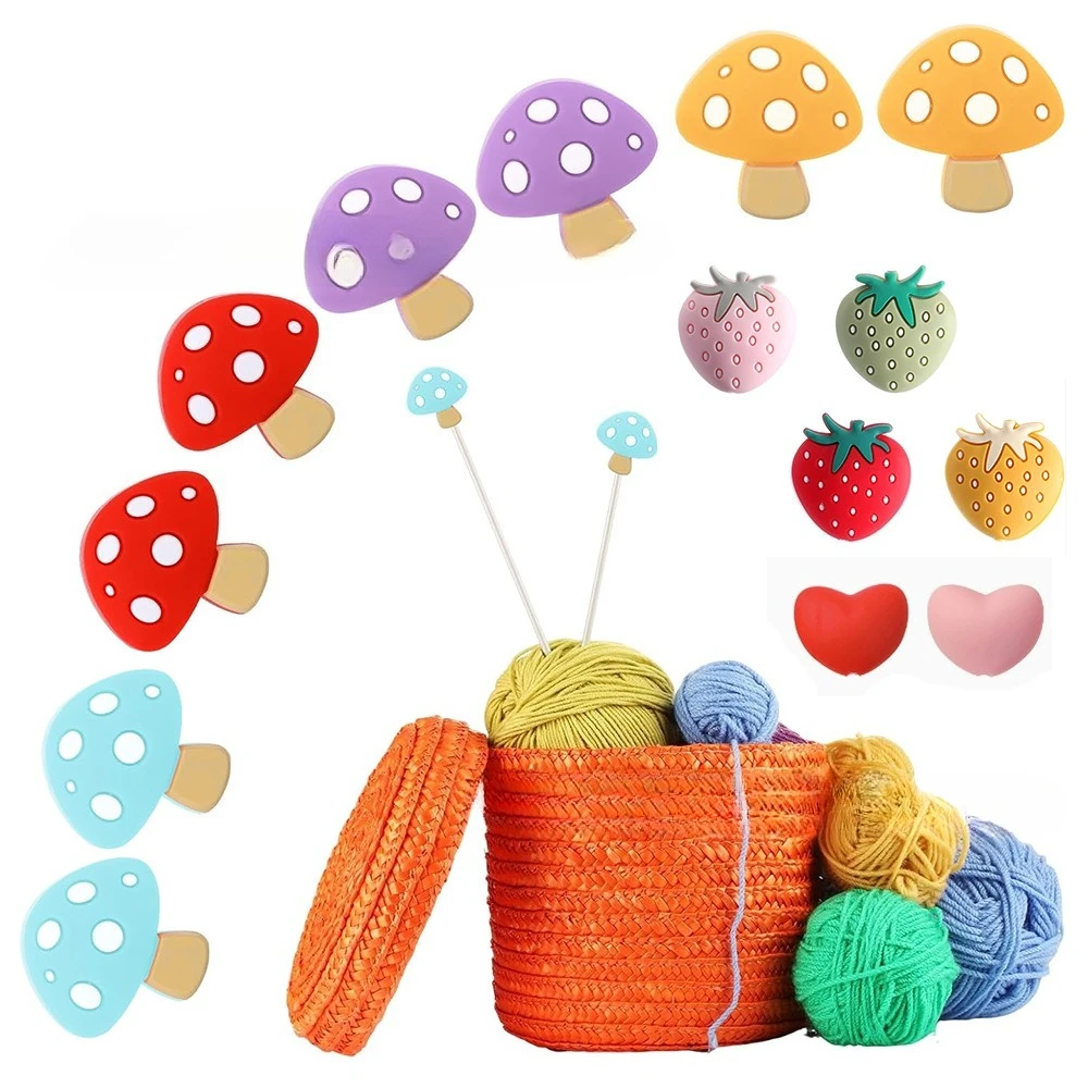 Cute Animal Flower Knitting Needle Stoppers Needles Point Silicone Protector Anti-shedding Cap DIY Weave Tool Sewing Accessories