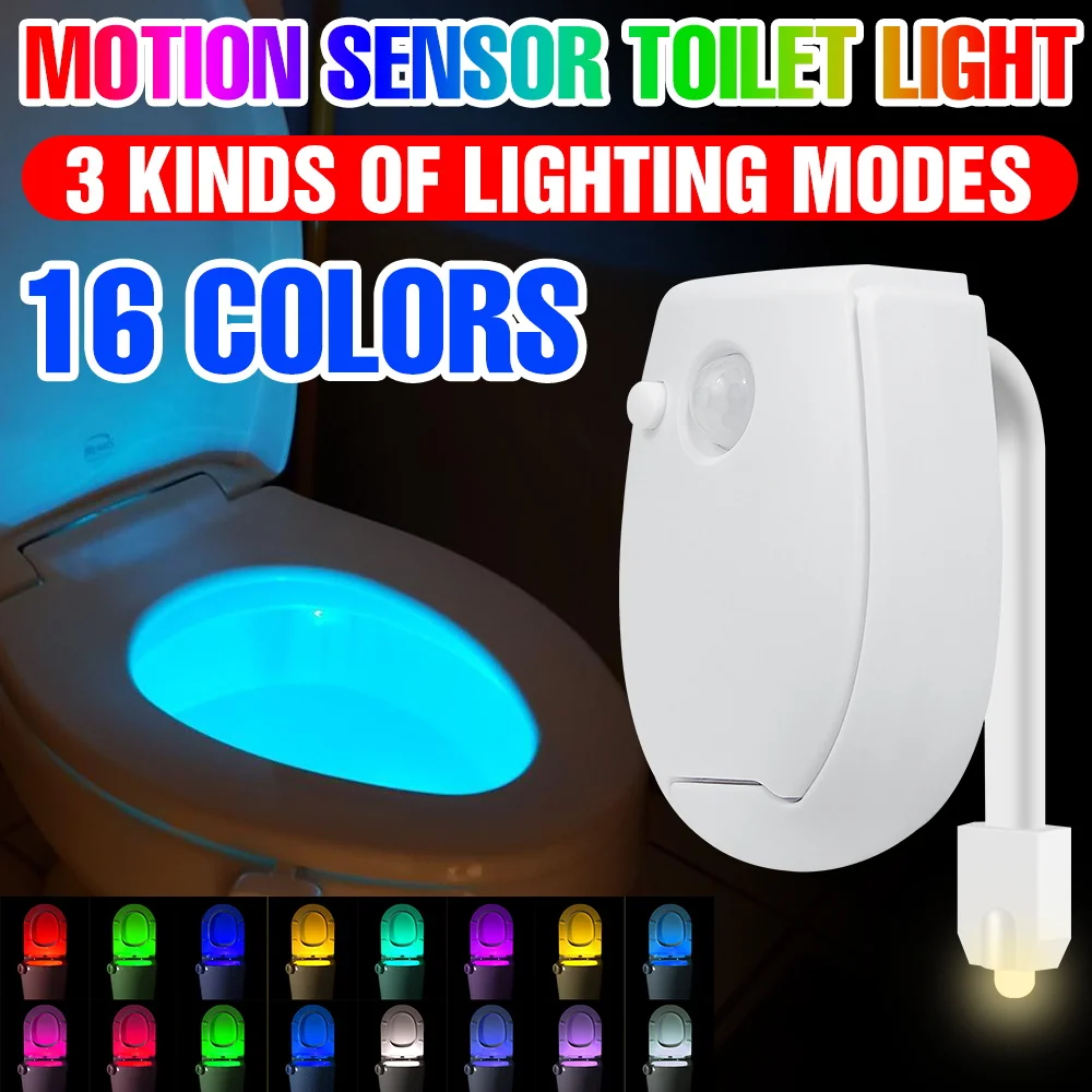 RGB LED Toilet Bowl Lamp Smart PIR Motion Sensor Night Lights For Washroom Bathroom WC Toilet Seat Backlight AAA Battery Powered