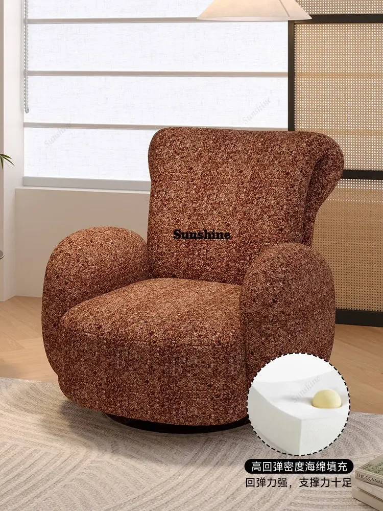 Medieval small apartment household living room single leisure rotating single chair fabric sofa chair T*
