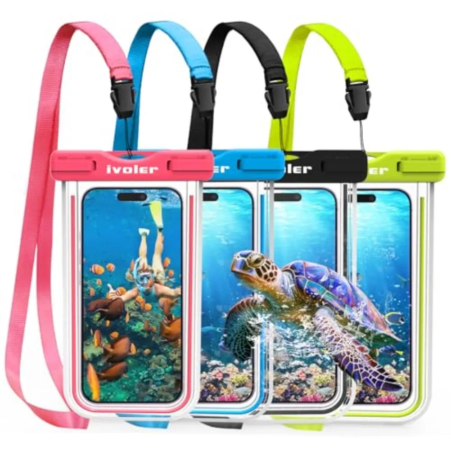 4-Pack Waterproof Phone Pouch, Cell Phone Dry Bag for iPhone 17/16/15 Pro Max, Samsung S26/S25 Ultra, Waterproof Phone Case for